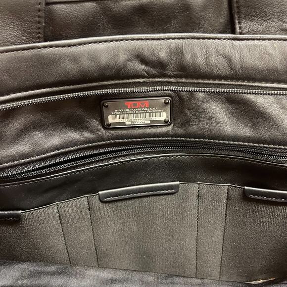 TUMI Leather Briefcase Laptop Bag Black - Picture 15 of 15